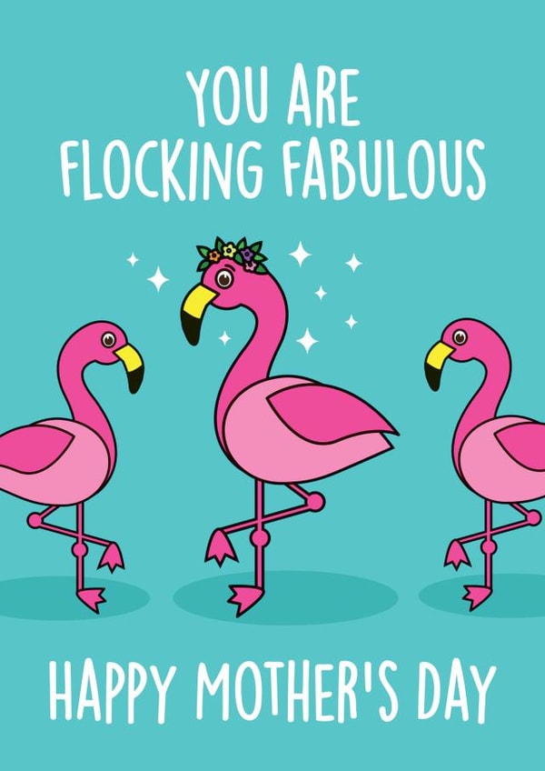 flamingo pink Mothers Day Card 31083 created by Thirty Mussels
