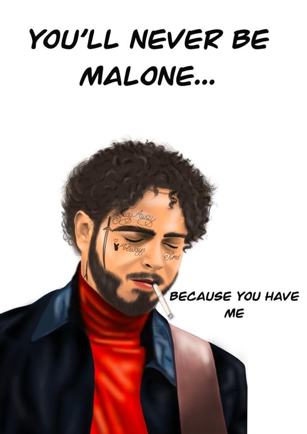 Post malone Posty Valentines Day Card 47111 created by Lizzie Mccormac