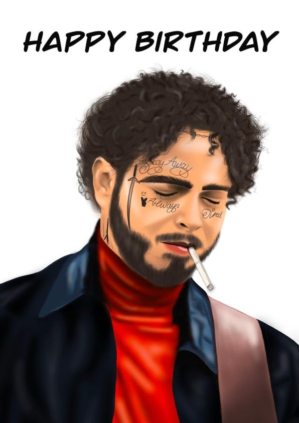 Posty Post malone Birthday Card 21402 created by Lizzie Mccormac