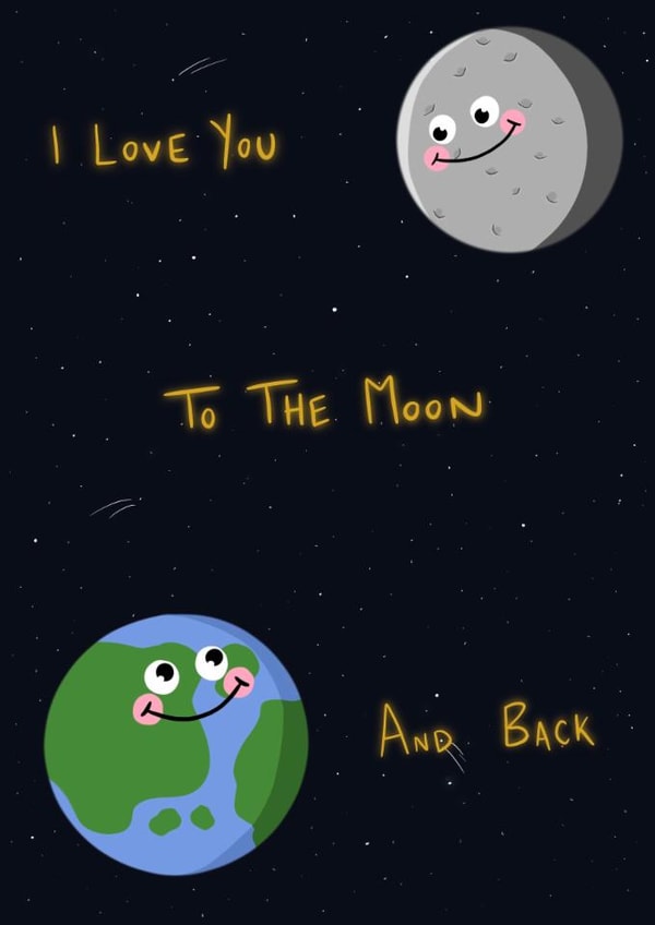 Cute Moon and Earth Anniversary and Valentine’s Card created by Hayley