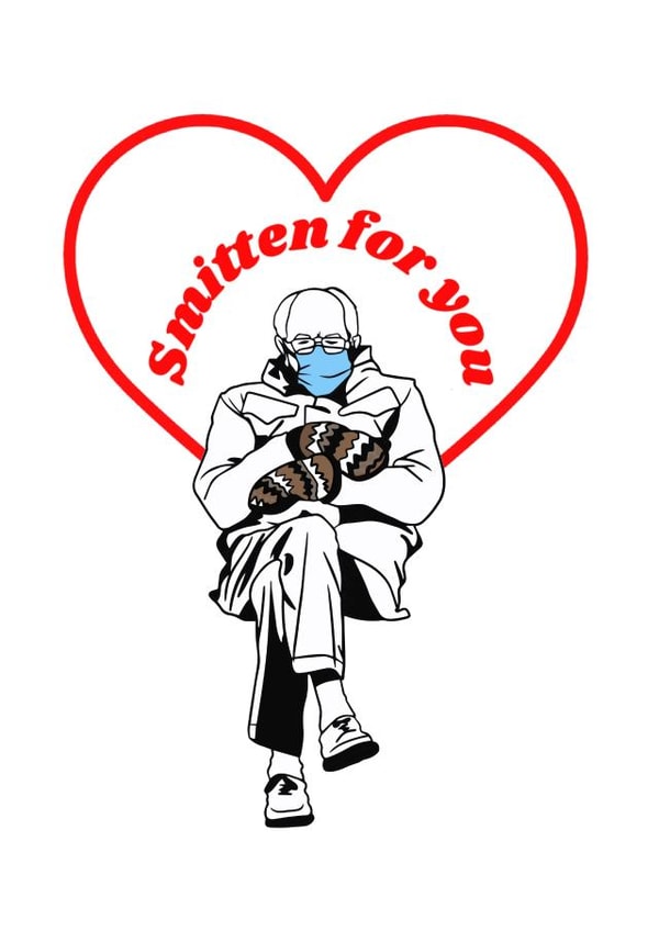 Bernie meme Valentines Day Card 33553 created by Peculiar Print Shop by Hannaeyetattoo 