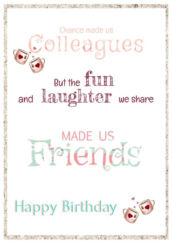 chance colleague Birthday Card 21426 created by Unique Greeting Cards, Gifts & Stickers