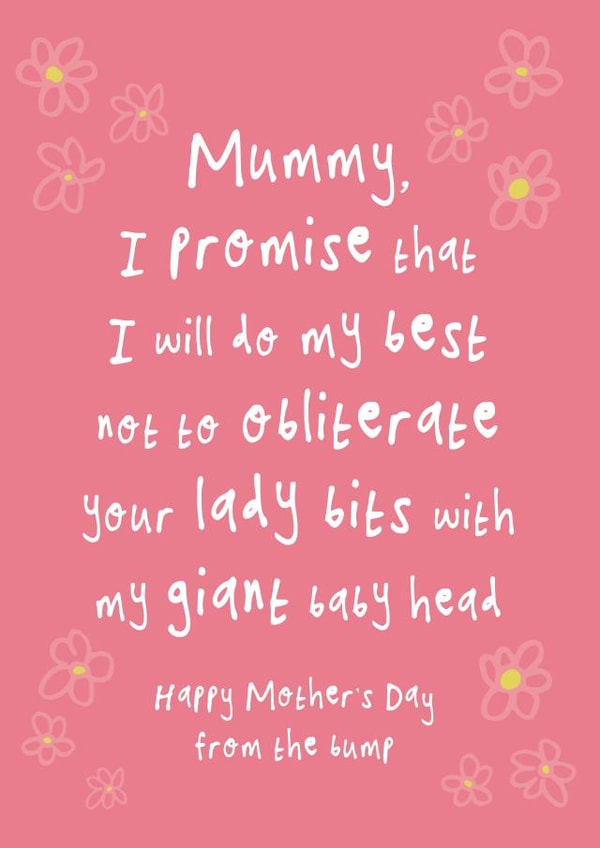 Funny Lady Bits From The Bump Mother's Day Card created by Bow & Bell