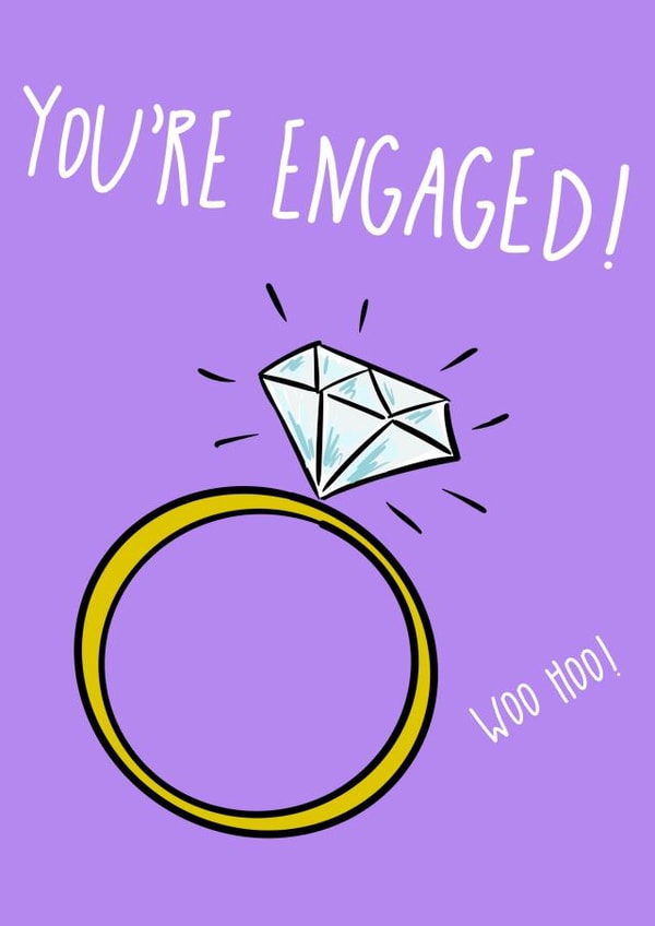 You're engaged - Woo Hoo - Diamond ring themed engagement card created by Lauren Clark