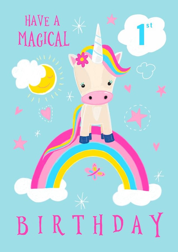 Children's Magical Unicorn 1st birthday card created by Dale Simpson