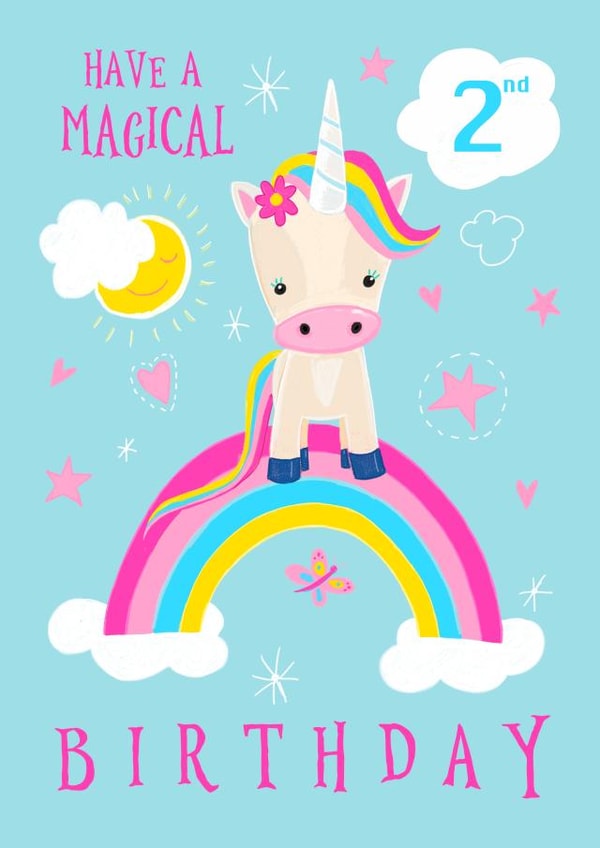 Children's age 2 Magical Unicorn Birthday Card created by Dale Simpson