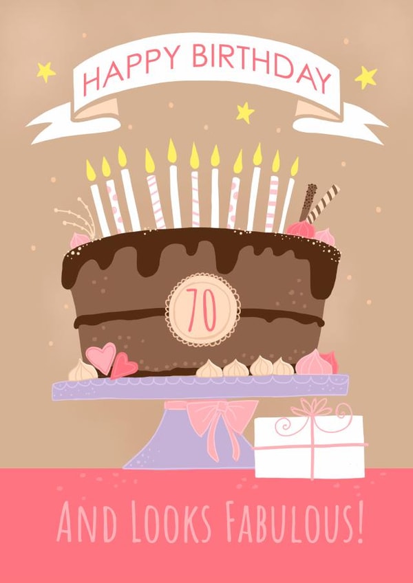 70 and Looks Fabulous Chocolate Cake Birthday Card created by Dale Simpson