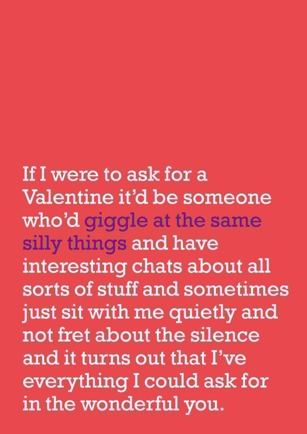 Heartfelt Valentines Day Card - Giggle At The Same Silly Things created by The Right Lines