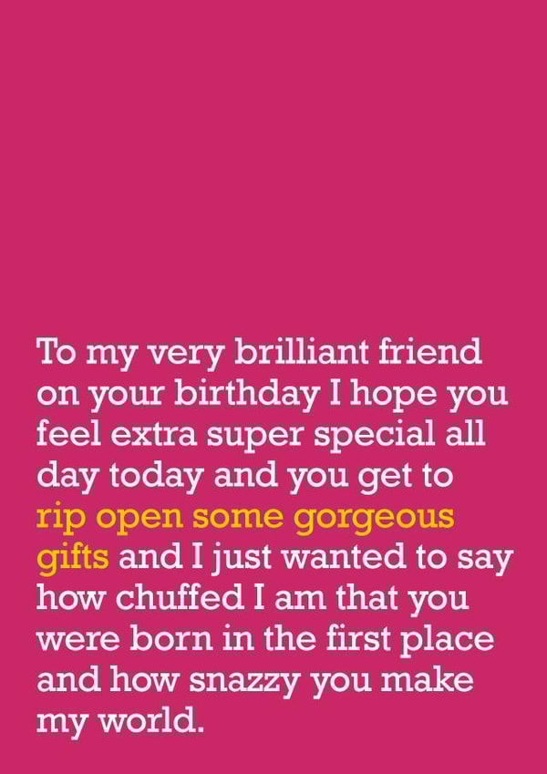 Very brilliant friend Birthday card created by The Right Lines