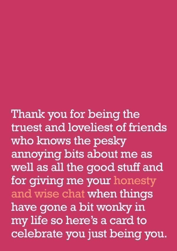 friendship cards friend Just because Card 21379 created by The Right Lines