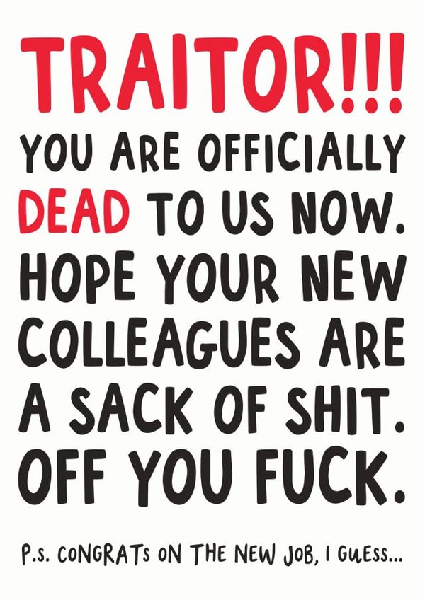 traitor dead New Job Card 13956 created by Smudge & Splash