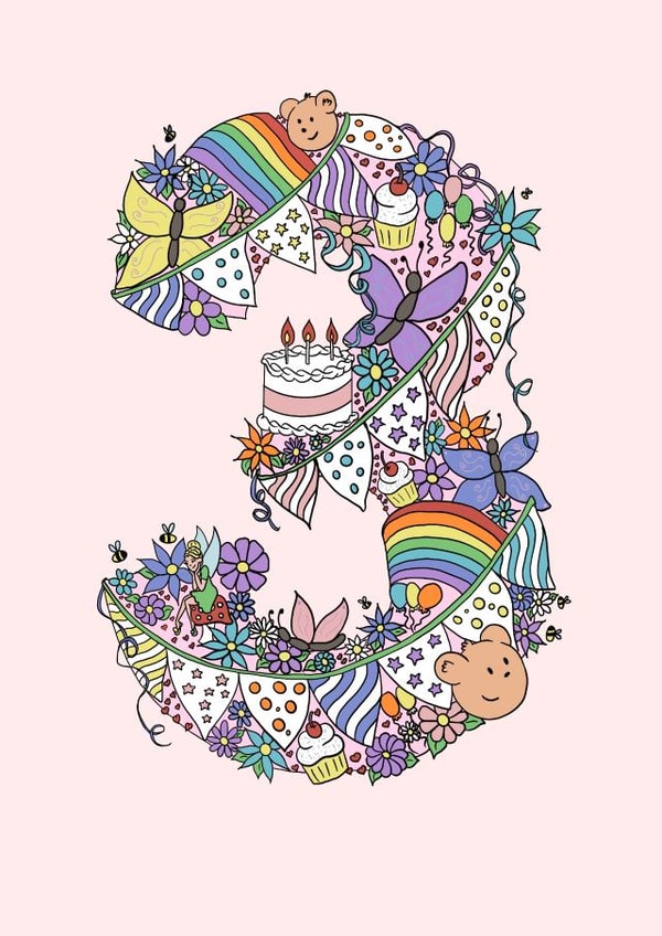 three third Birthday Card 21479 created by Jenny Wren Designs