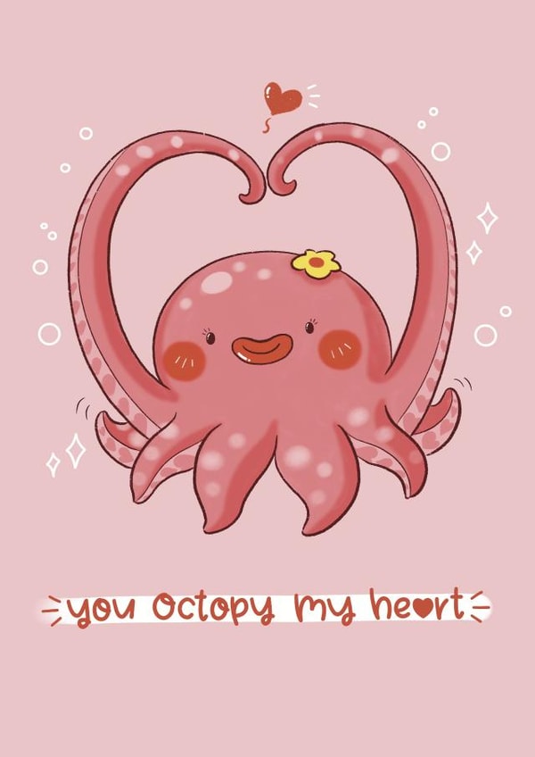 octopy pun Valentines Day Card 21484 created by Planet612