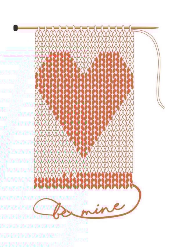 knitting be mine Valentines Day Card 21488 created by Piglet & Porge