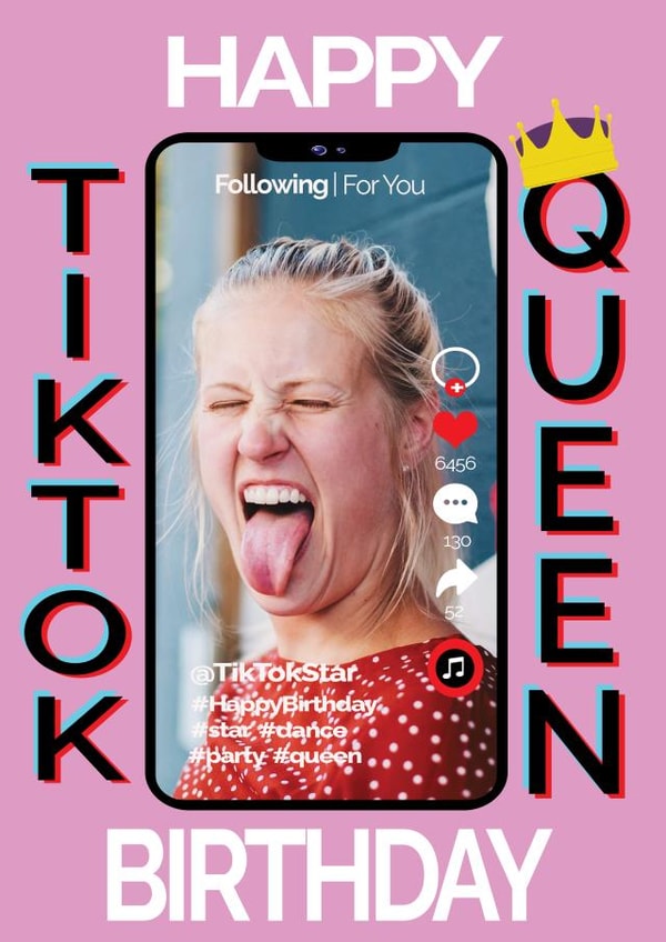 tiktok queen Birthday Personalised Photo Card 13102 created by ShortRound888