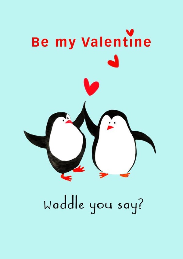 valentine penguins Valentines Day Card 20472 created by beacapomaggidesign
