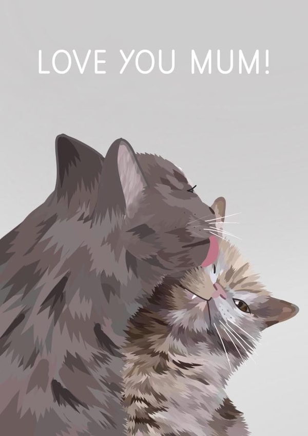 Cat and kitten kiss card created by Sarah Stephenson