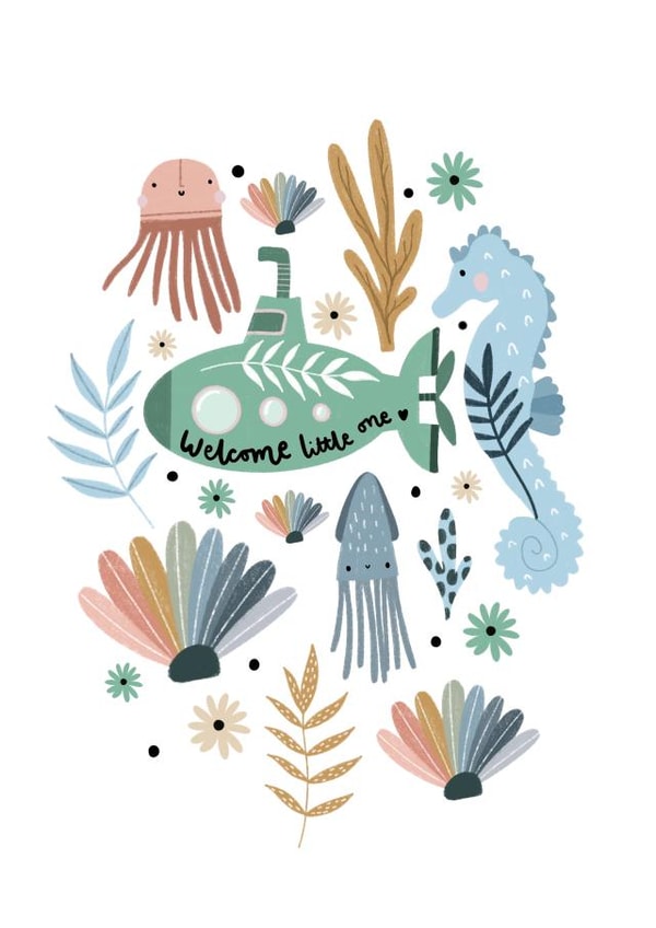 Under the sea newborn card created by Printed Picnic