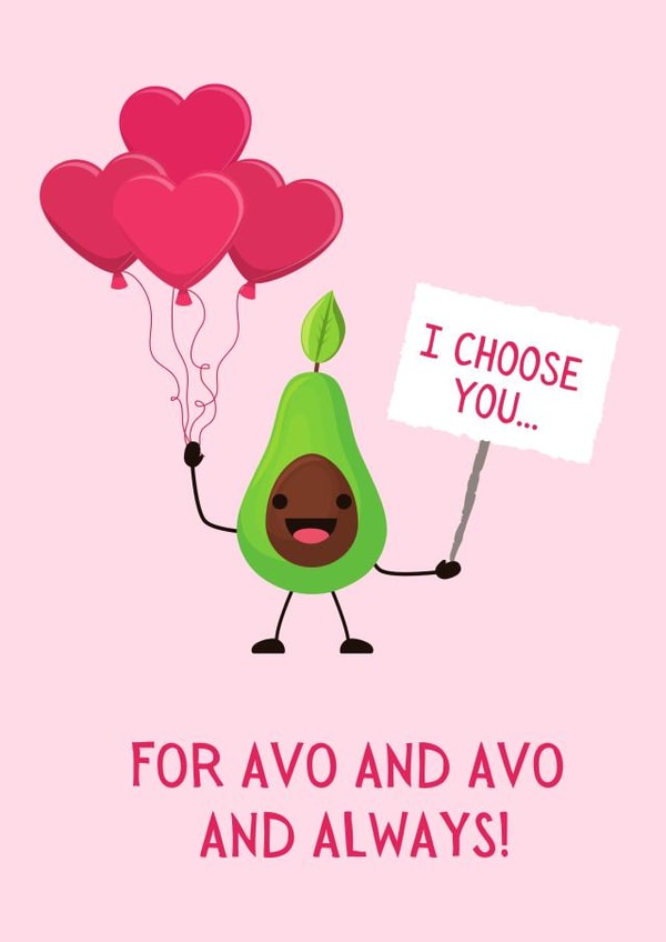 avocado food Valentines Day Card 47204 created by CattleShed