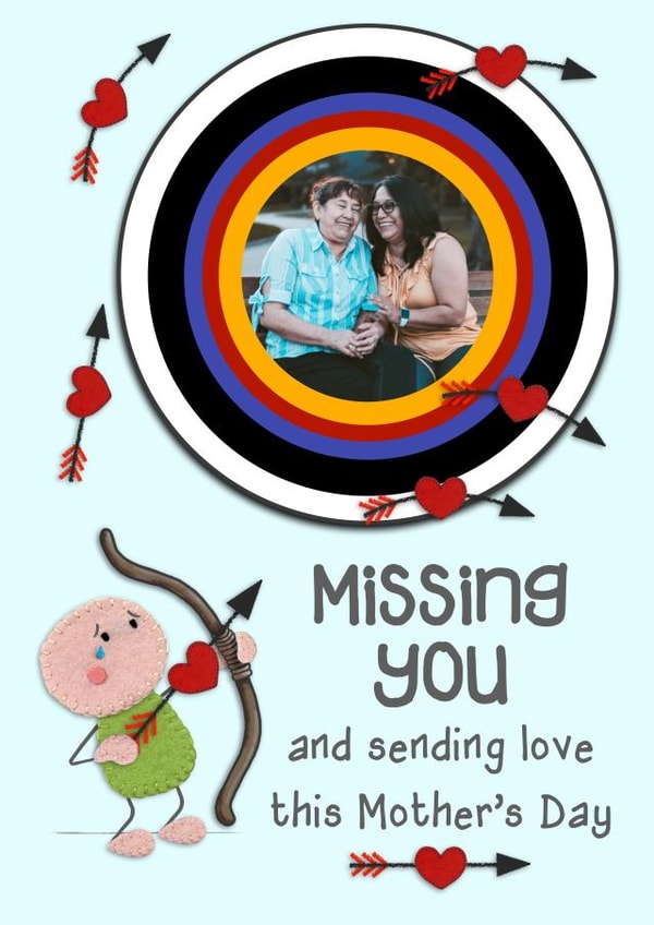 Cute Felt Personalised Mother's Day Card / Photo Card - Missing You And Sending Love This Mother's Day created by Presents Felt