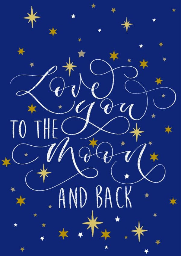 Love you to the moon and back anniversary card created by The Amyverse