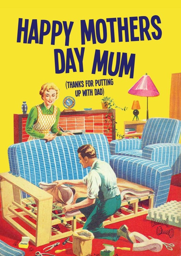 60's putting up with dad Mothers Day Card 30183 created by kissmekwik