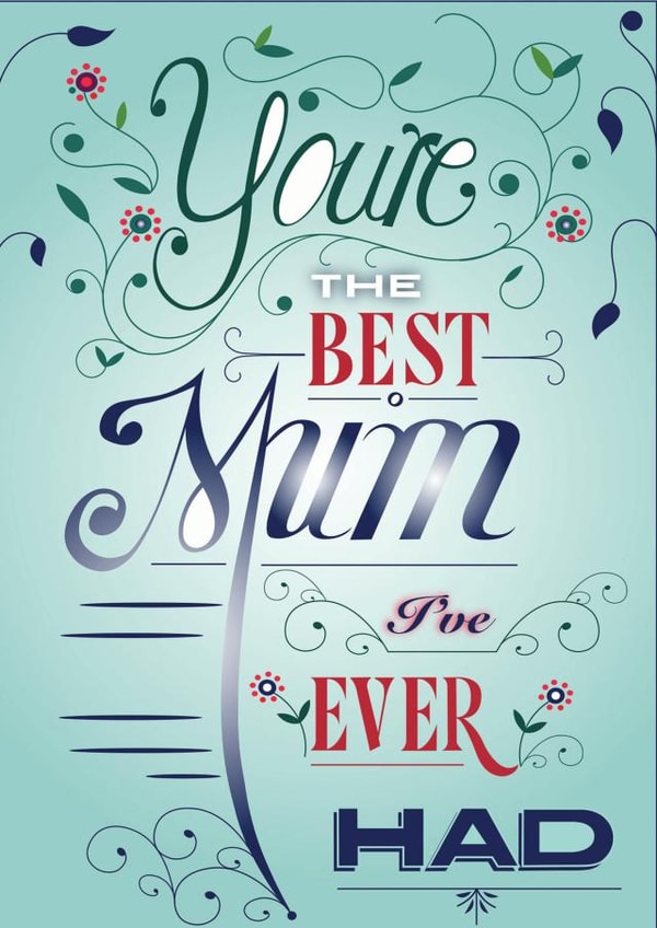 mum typography Mothers Day Card 5762 created by Simon Paulson