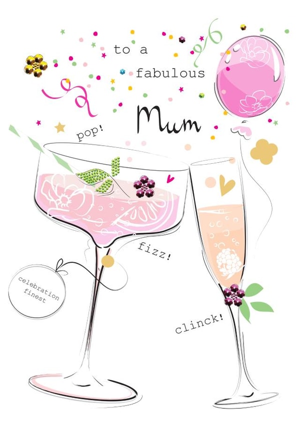 Fabulous Mum Prosecco Gin & Tonic with Balloon Card created by SABIVO Design by Sabina