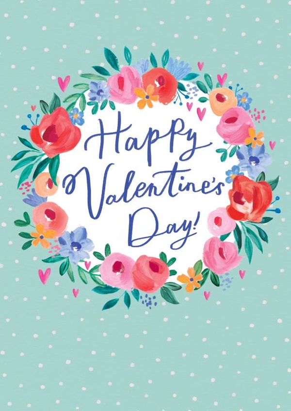 wreath flowers Valentines Day Card 19849 created by Sam Wilson