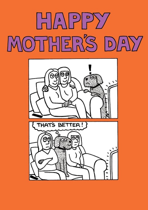 rupertfawcett LGBTQ+ Mothers Day Card 1985 created by Off The Leash Cartoons by Rupert Fawcett