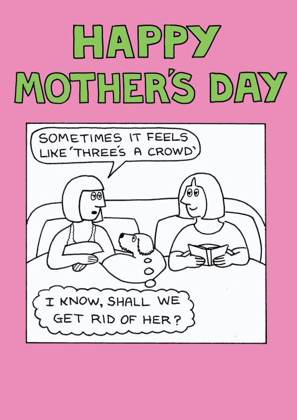 crowd bed Mothers Day Card 1986 created by Off The Leash Cartoons by Rupert Fawcett