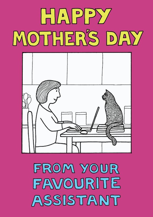 cat assistant Mothers Day Card 1836 created by On The Prowl Cat Cartoons