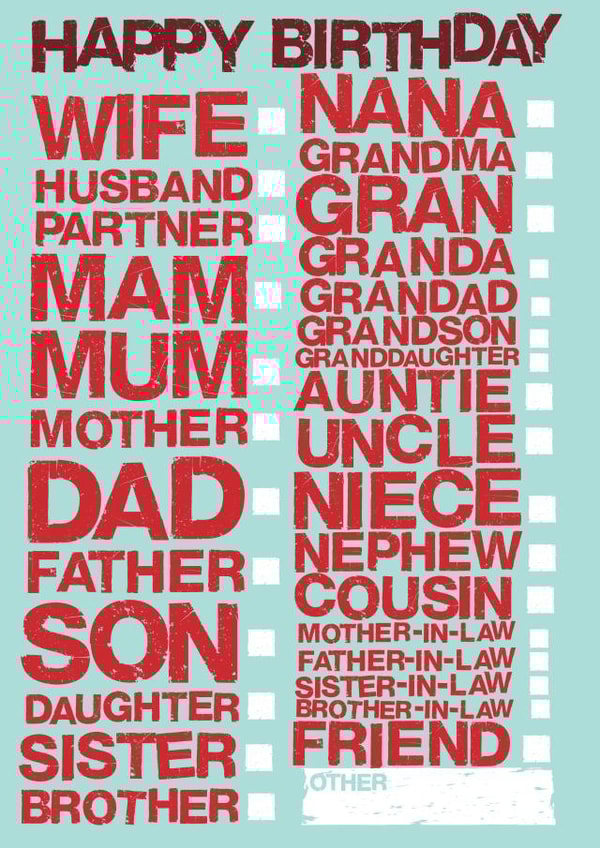 Happy Birthdat Family Tick Box created by @alocalradgie