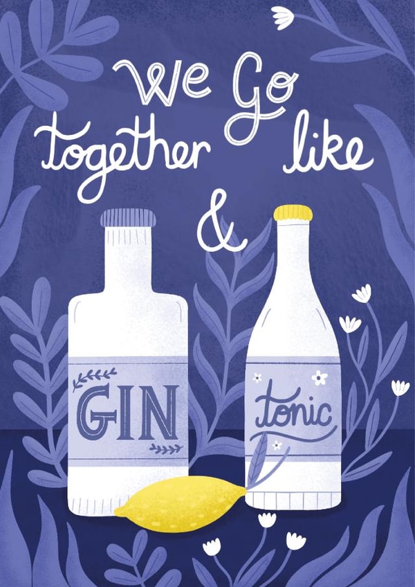 Gin and tonic valentines card Valentines Day Card 21566 created by Katie Brookes