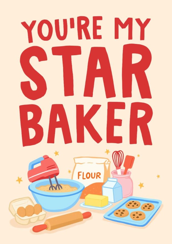 You're My Star Baker - Cute Card for Baking Queen - Love And Friendship created by Studio Doodles