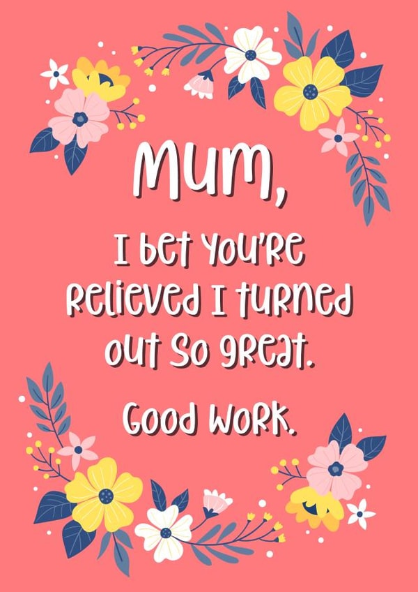 mum pretty Mothers Day Card 19583 created by Chubby Sparrow