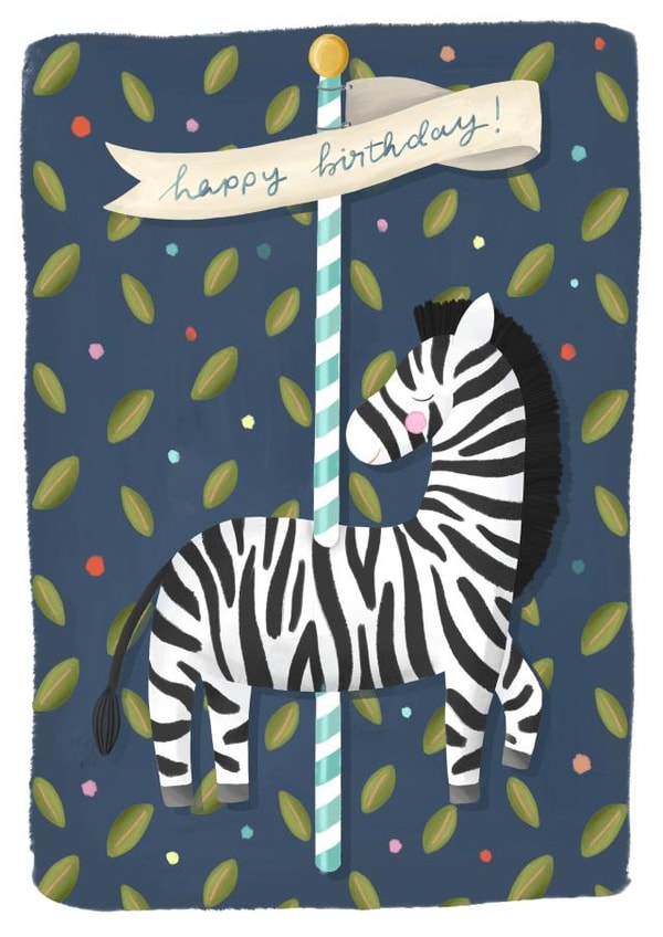 zebra pole Birthday Card 4309 created by Claire Lefevre