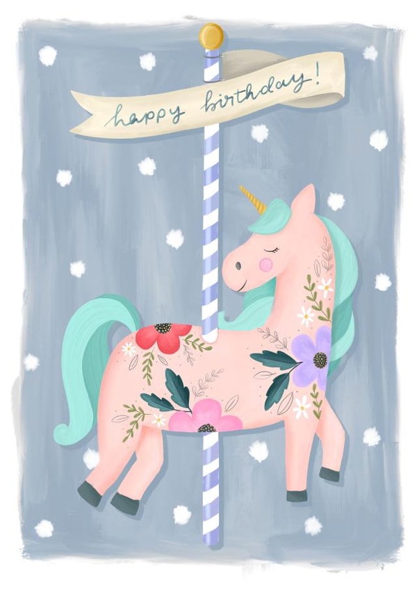 unicorn carousel Birthday Card 4310 created by Claire Lefevre