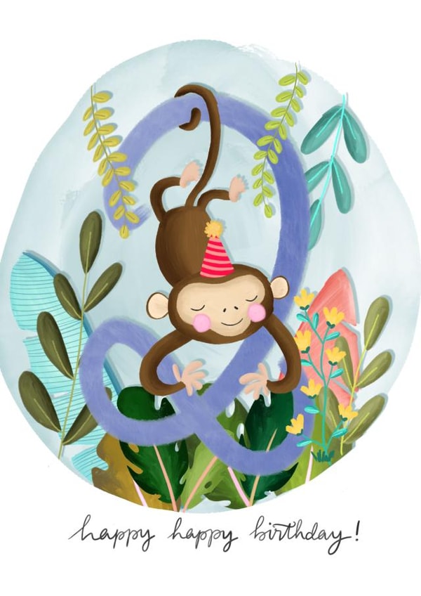 child monkey Birthday Card 4312 created by Claire Lefevre