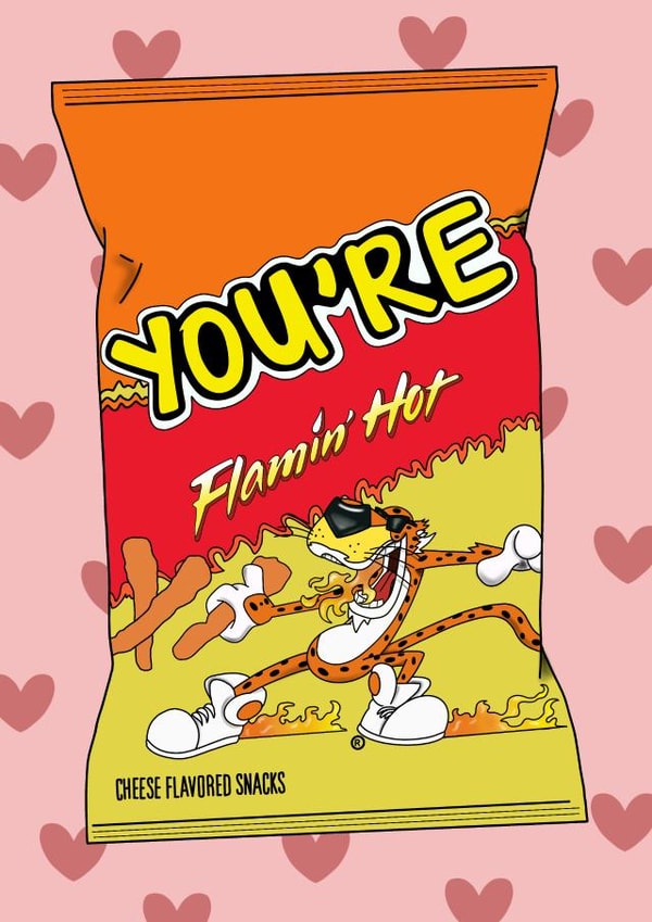 heart flamin hot Valentines Day Card 13347 created by Maisie-Jane Andrews