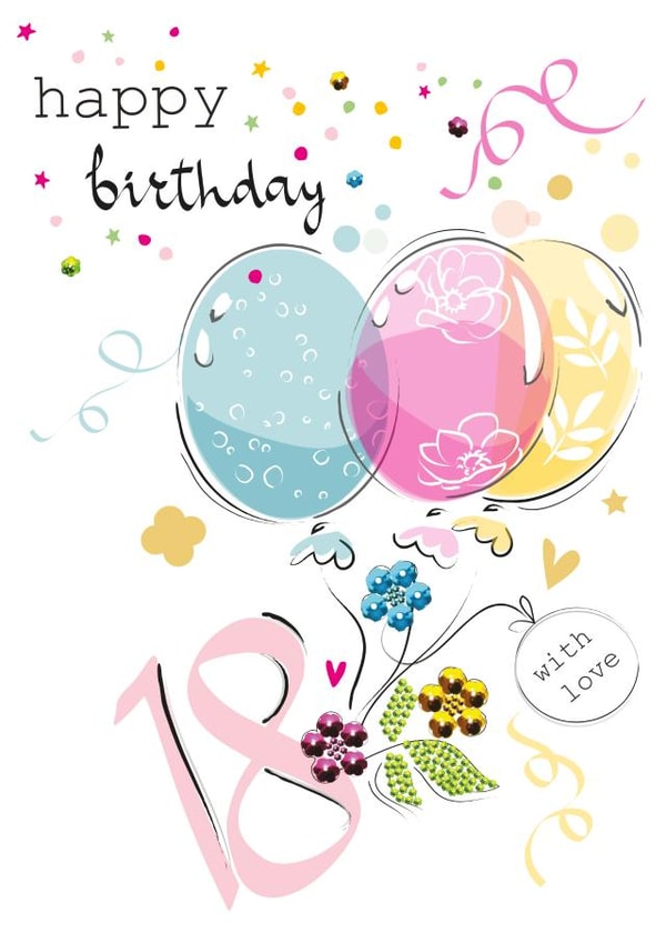 18 Age Balloons and Confetti Birthday Card created by SABIVO Design by Sabina