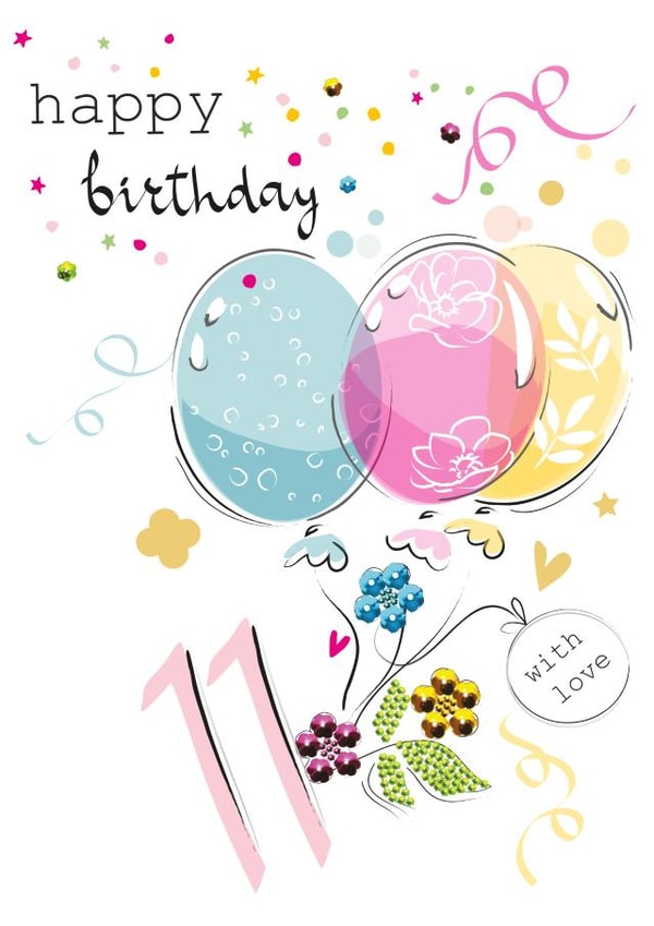 11 Age Balloons and Confetti Birthday Card created by SABIVO Design by Sabina
