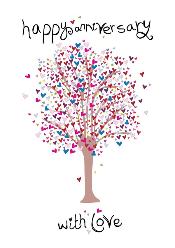 love tree hearts Anniversary Card 21548 created by Lush Stuff