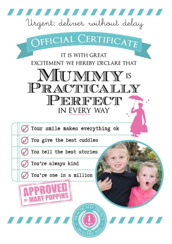 Mary poppins official Mothers Day Personalised Photo Card 5878 created by Eskimo Kiss Designs