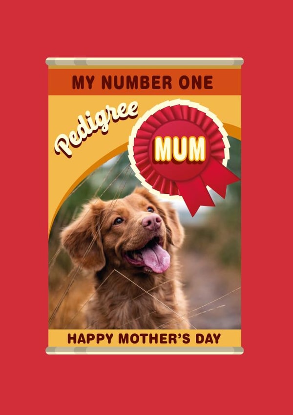 Cute Pedigree Personalised Mother's Day Card / Photo Card - From The Dog - My Number One Pedigree Mum created by The Typecast Gallery