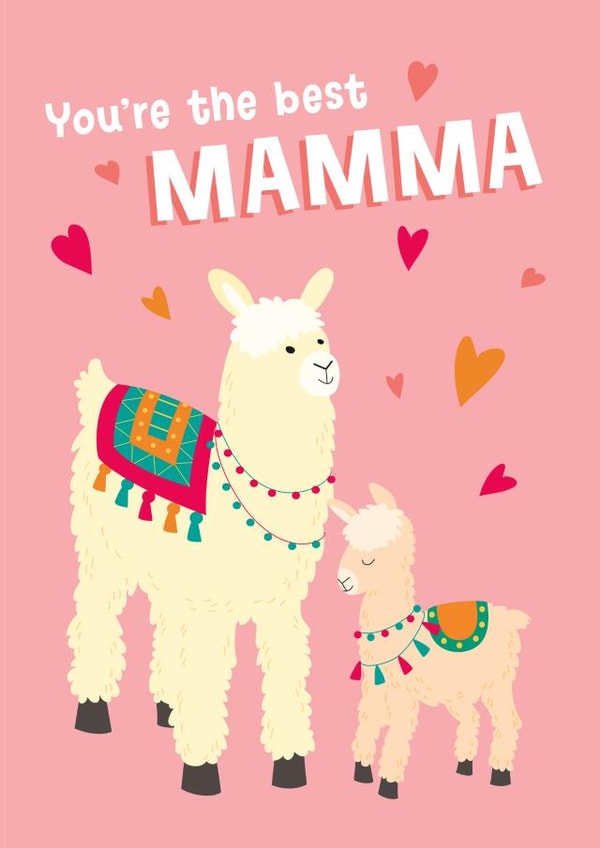 mamma llama Mothers Day Card 2501 created by The Imagination Spot