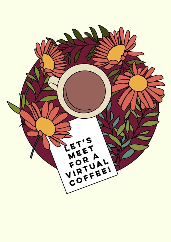 let's meet virtual Just because Card 21431 created by Rachel Vass