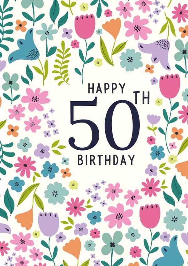 Pretty floral 50th Birthday card created by Sarah Corcoran