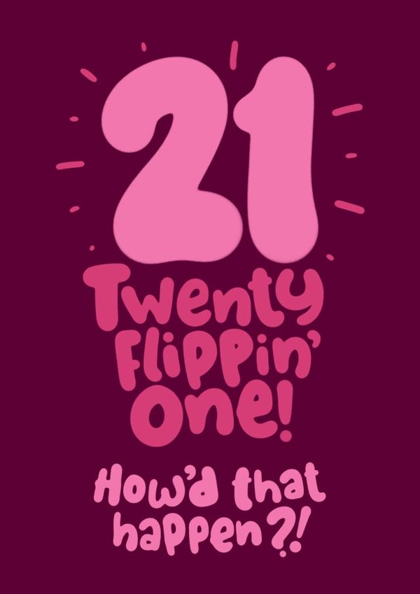 twenty one 21 Birthday Card 12920 created by Pink wink