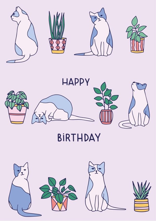 Cat Birthday card created by Emma Tobey Illustration